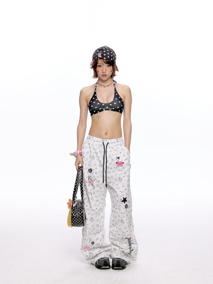 BETWEENAND Polka Dot Wing Tie Neck Women&