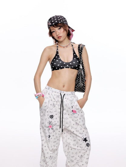BETWEENAND Polka Dot Wing Tie Neck Women&