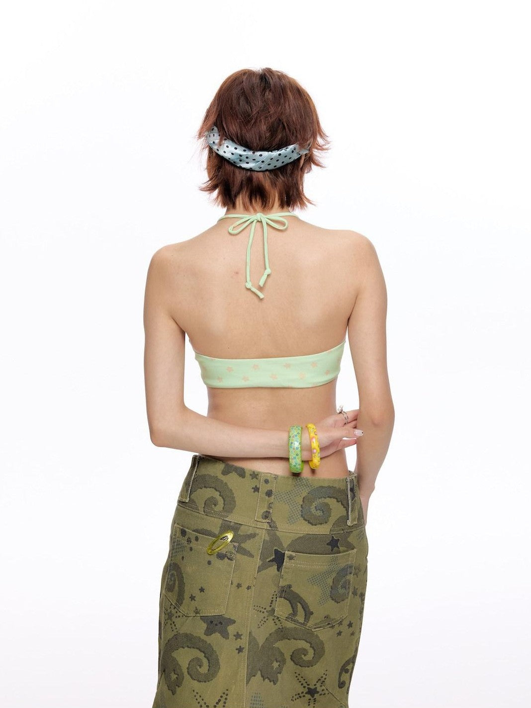 BETWEENAND Polka Dot Wing Tie Neck Women&