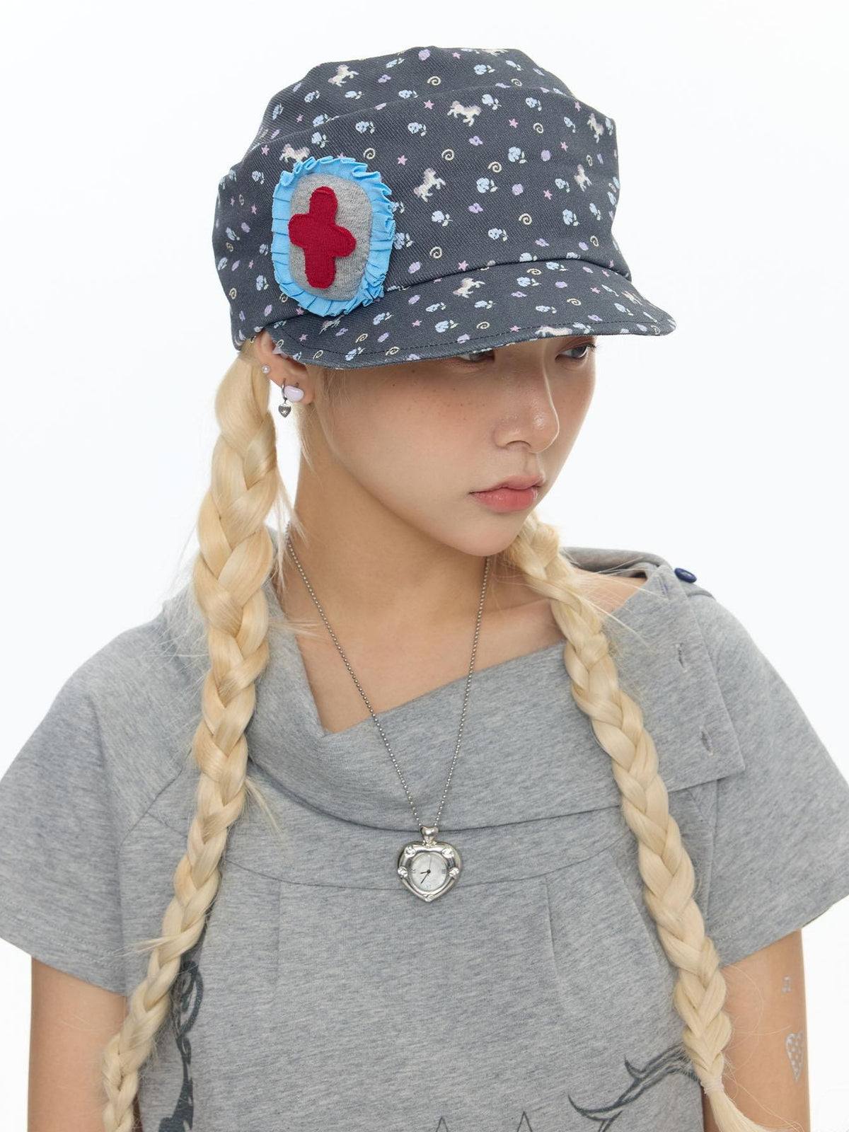 BETWEENAND Pony Floral Polka Dot Slouchy Denim Women&