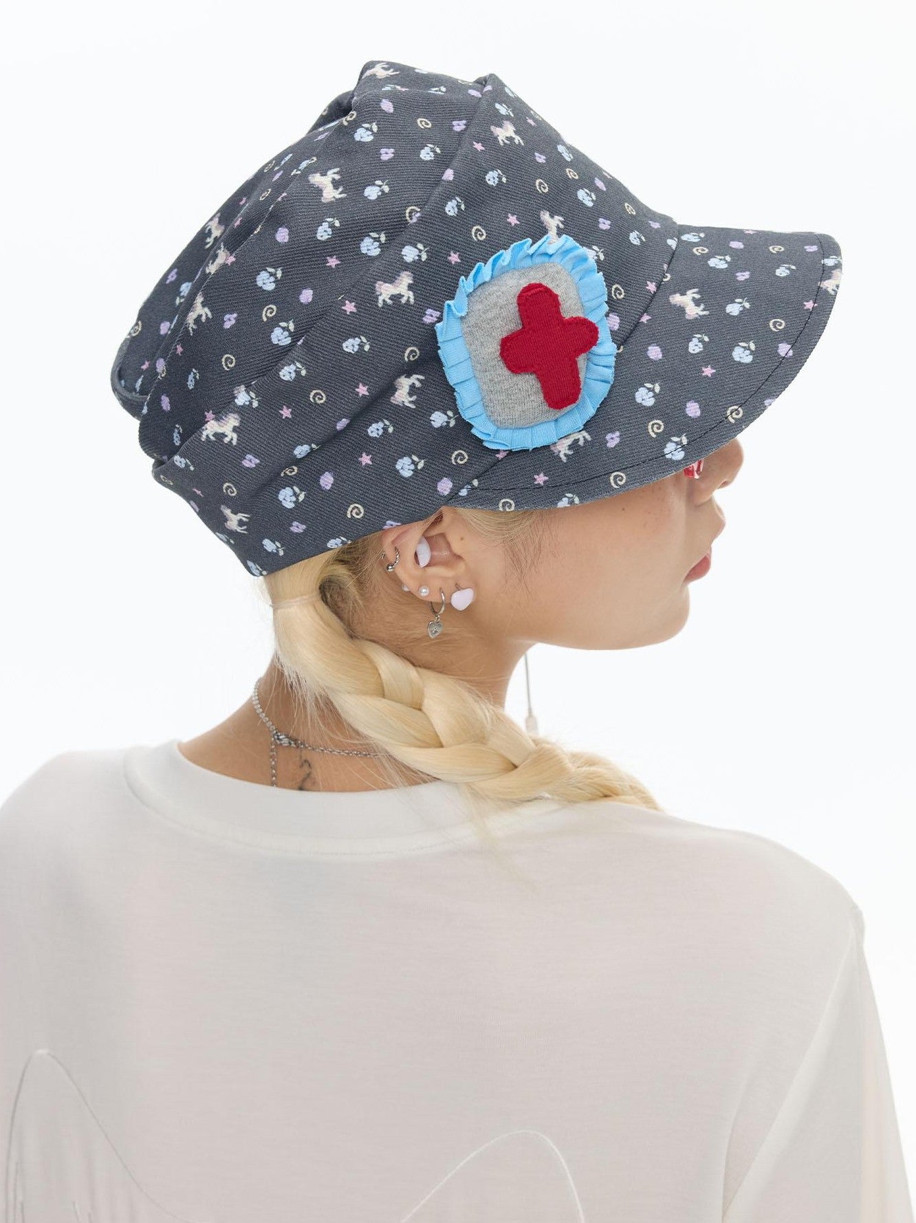 BETWEENAND Pony Floral Polka Dot Slouchy Denim Women&