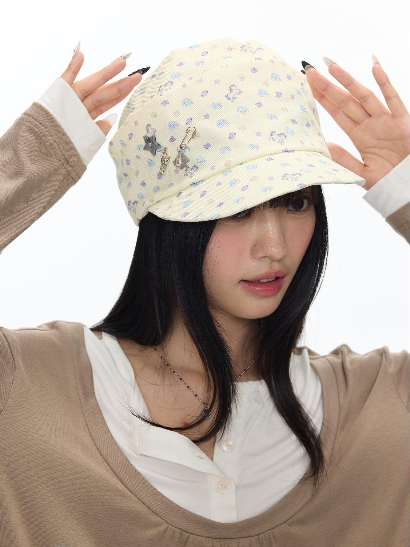 BETWEENAND Pony Floral Polka Dot Slouchy Denim Women&