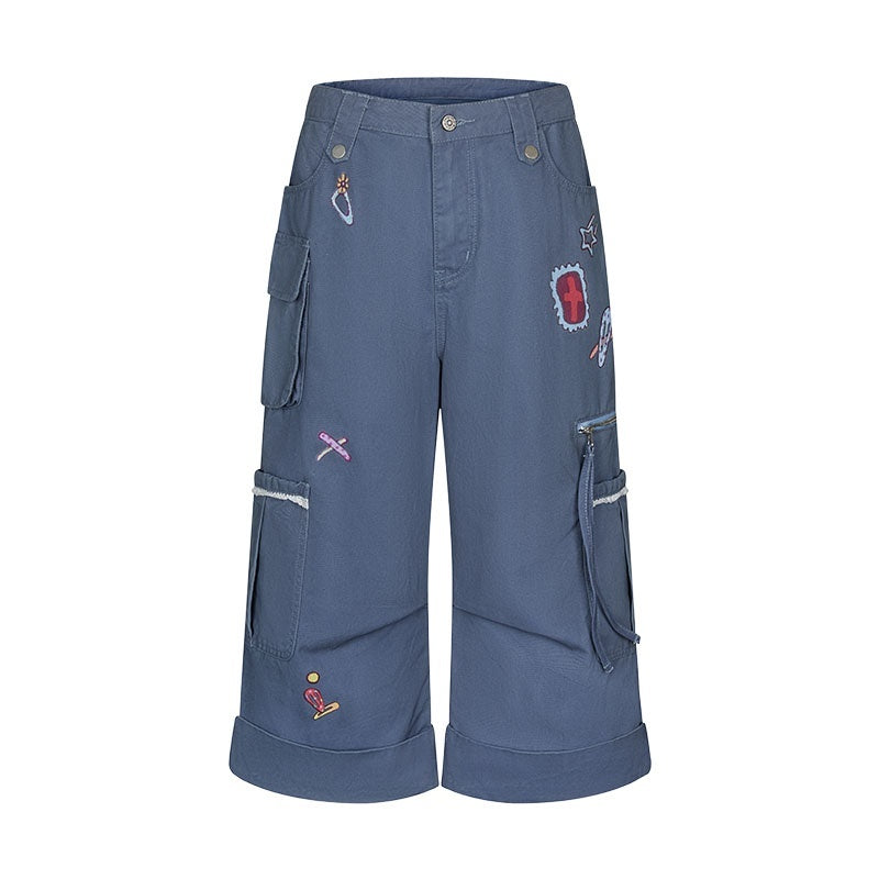 BETWEENAND_Printed_Micro_Flare_Multi_Pocket_Low_Waist_Cargo_Women&