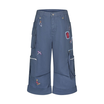 BETWEENAND_Printed_Micro_Flare_Multi_Pocket_Low_Waist_Cargo_Women&