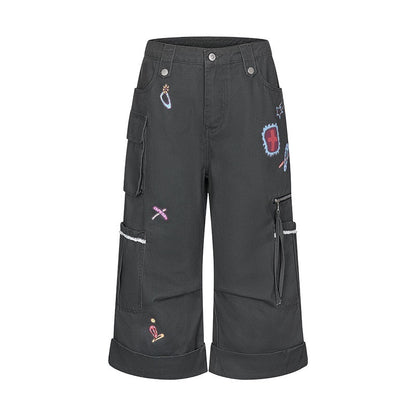 BETWEENAND_Printed_Micro_Flare_Multi_Pocket_Low_Waist_Cargo_Women&