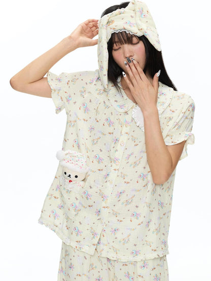 BETWEENAND Puff Sleeve Stand Collar Women&