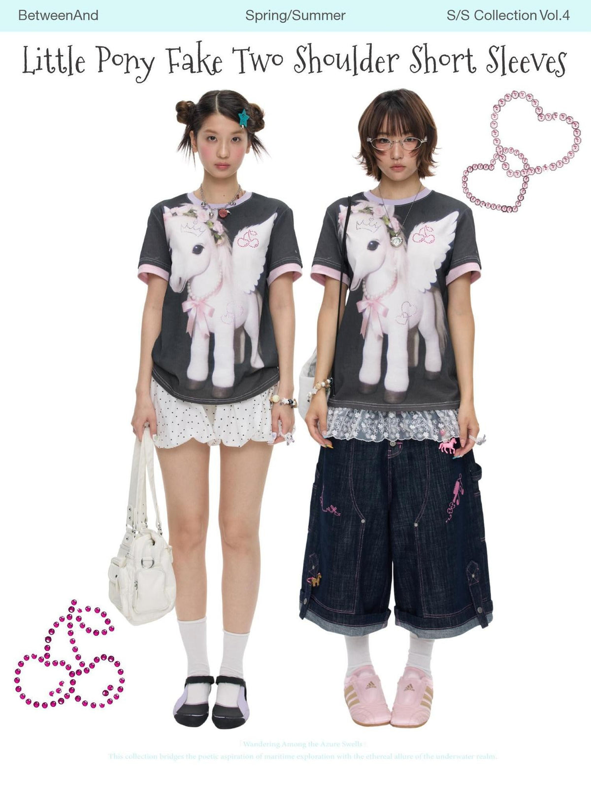 BETWEENAND Purple Pony Print Patchwork Women&