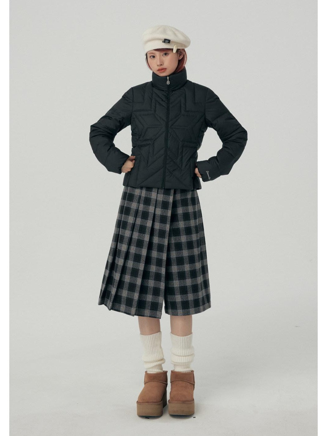 BETWEENAND Reflective Snowflake Print Quilted Women&