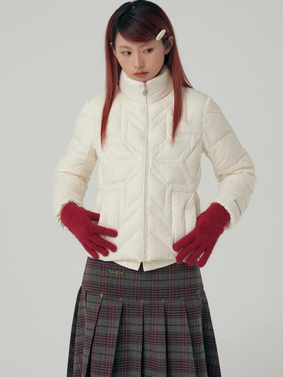 BETWEENAND Reflective Snowflake Print Quilted Women&