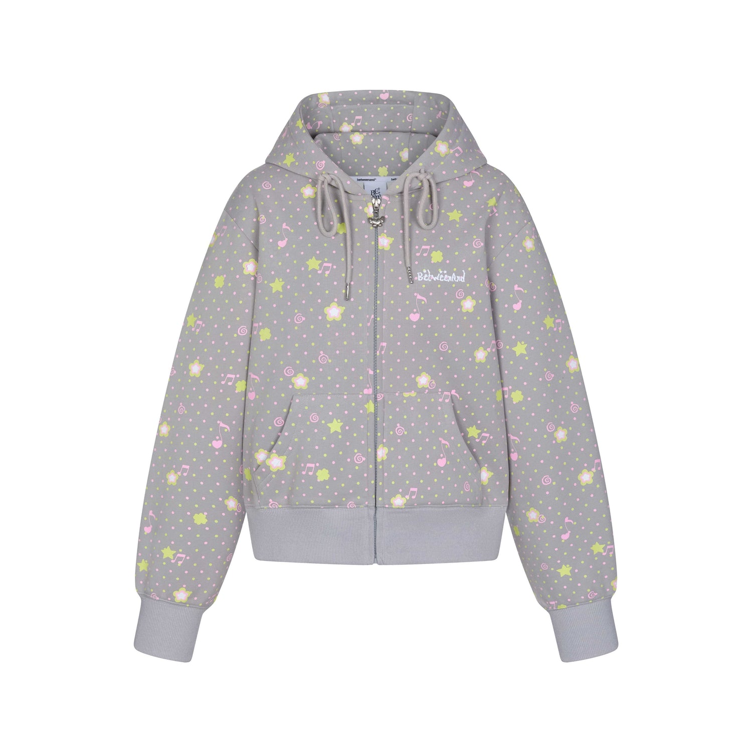 BETWEENAND_Retro_Four_Leaf_Clover_Hooded_Zip_Women&