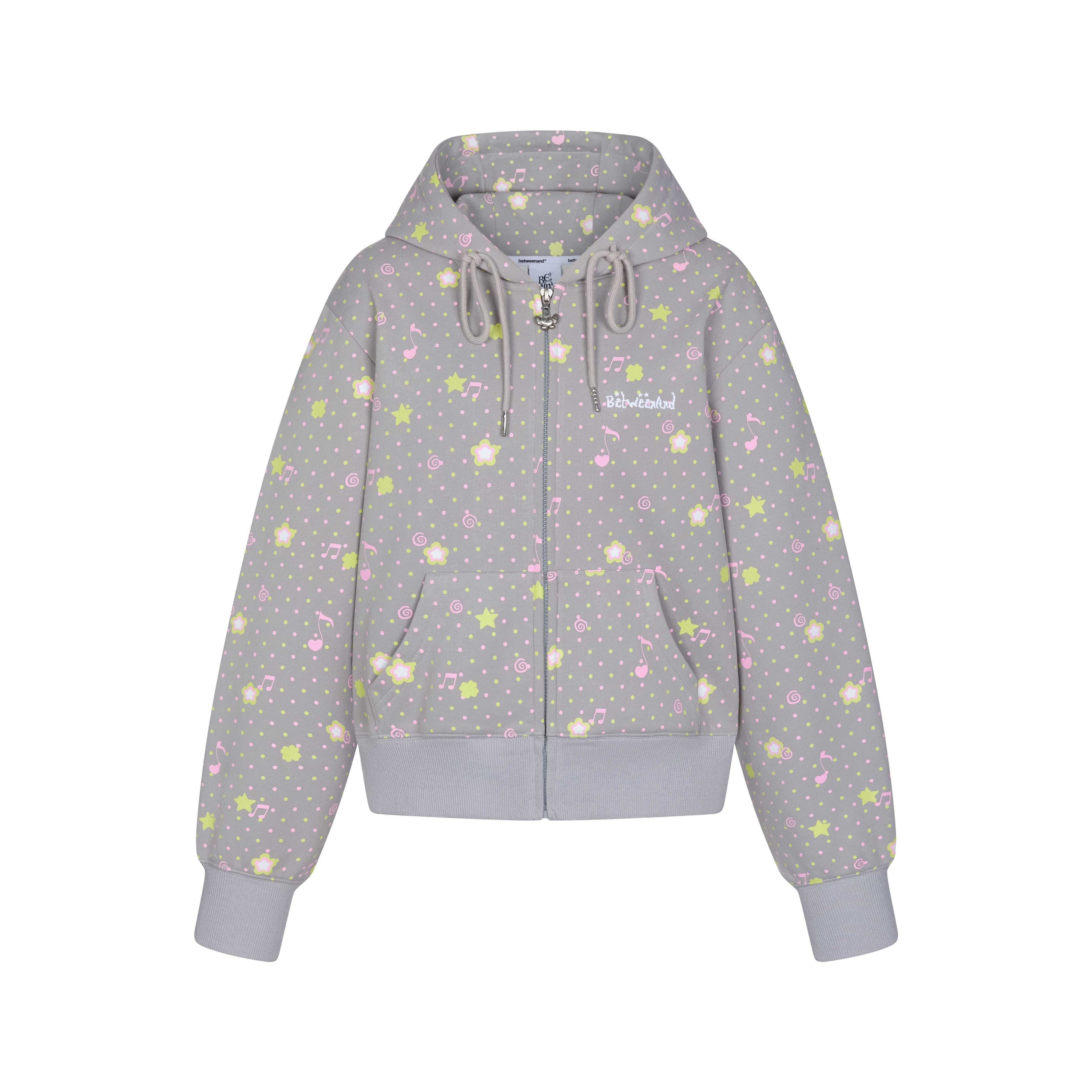 BETWEENAND_Retro_Four_Leaf_Clover_Hooded_Zip_Women&