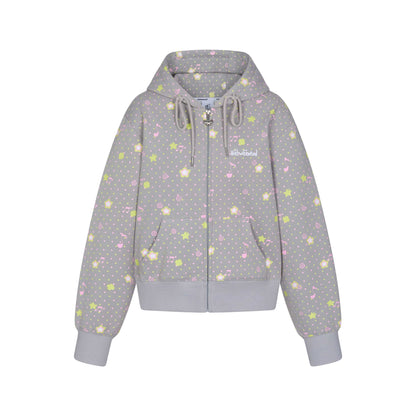 BETWEENAND_Retro_Four_Leaf_Clover_Hooded_Zip_Women&
