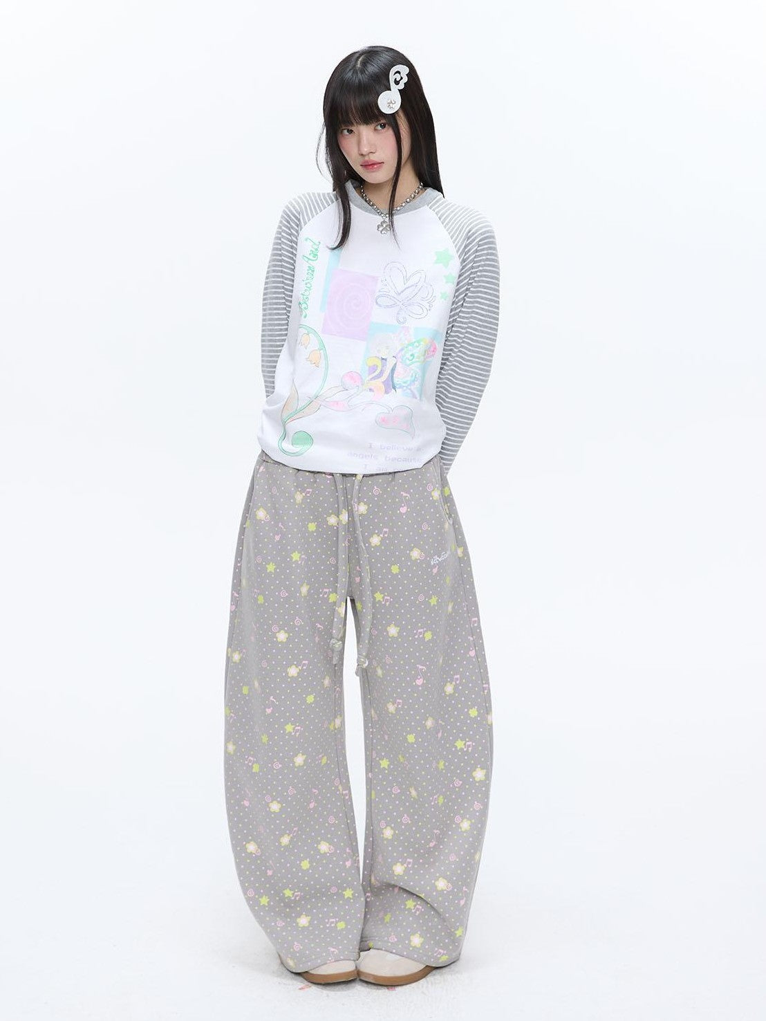 BETWEENAND Retro Four Leaf Clover Hooded Zip Women&
