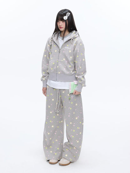 BETWEENAND Retro Four Leaf Clover Hooded Zip Women&