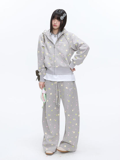 BETWEENAND Retro Four Leaf Clover Hooded Zip Women&