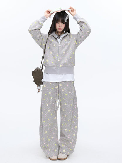BETWEENAND Retro Four Leaf Clover Hooded Zip Women&