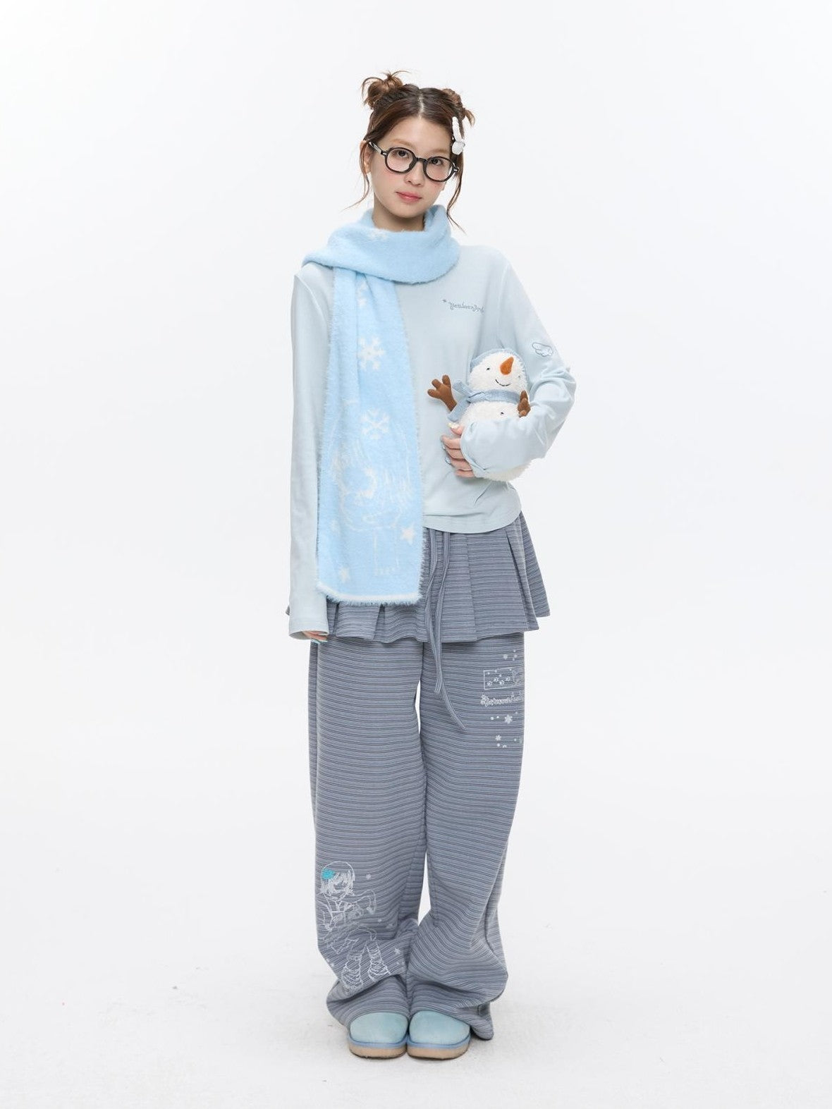 BETWEENAND Sea Salt Blue Faux Mink Double Knit Women&