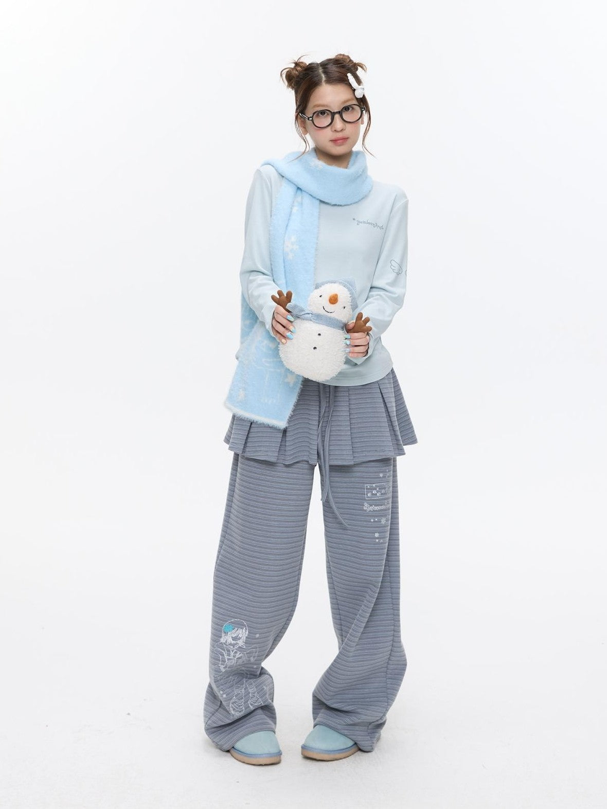 BETWEENAND Sea Salt Blue Faux Mink Double Knit Women&