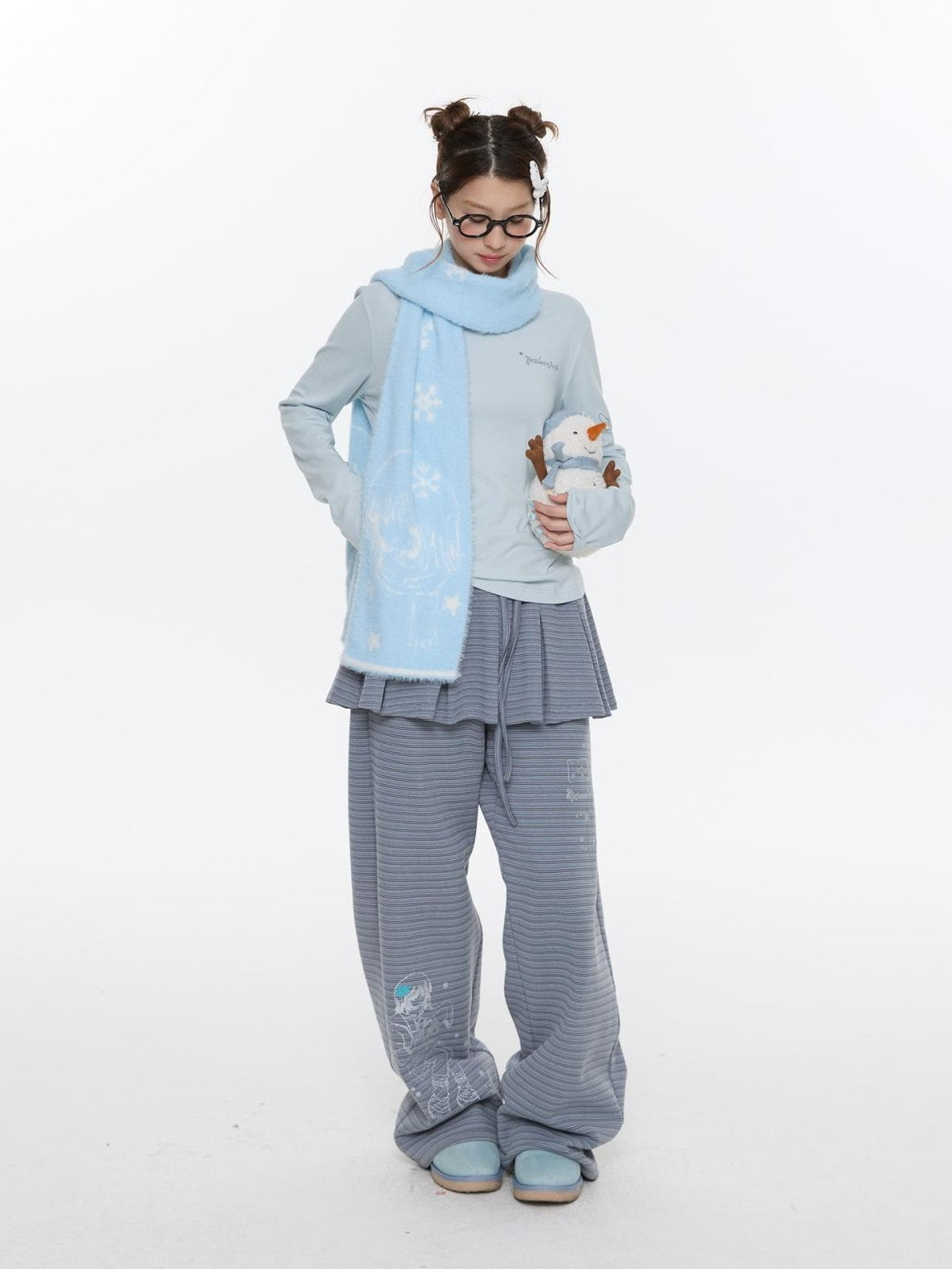 BETWEENAND Sea Salt Blue Faux Mink Double Knit Women&