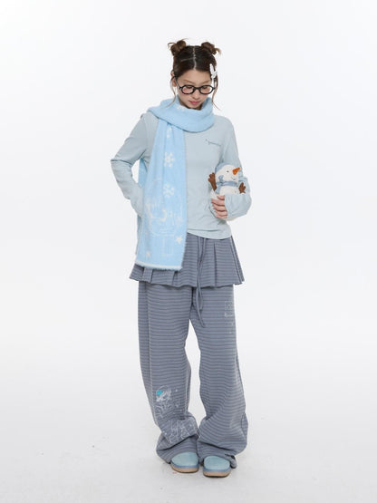 BETWEENAND Sea Salt Blue Faux Mink Double Knit Women&
