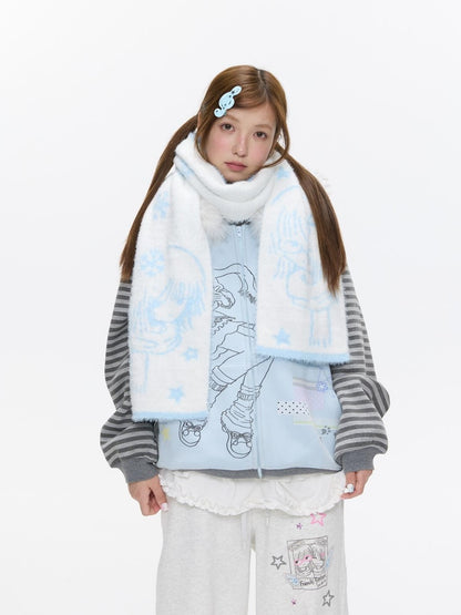 BETWEENAND Sea Salt Blue Faux Mink Double Knit Women&