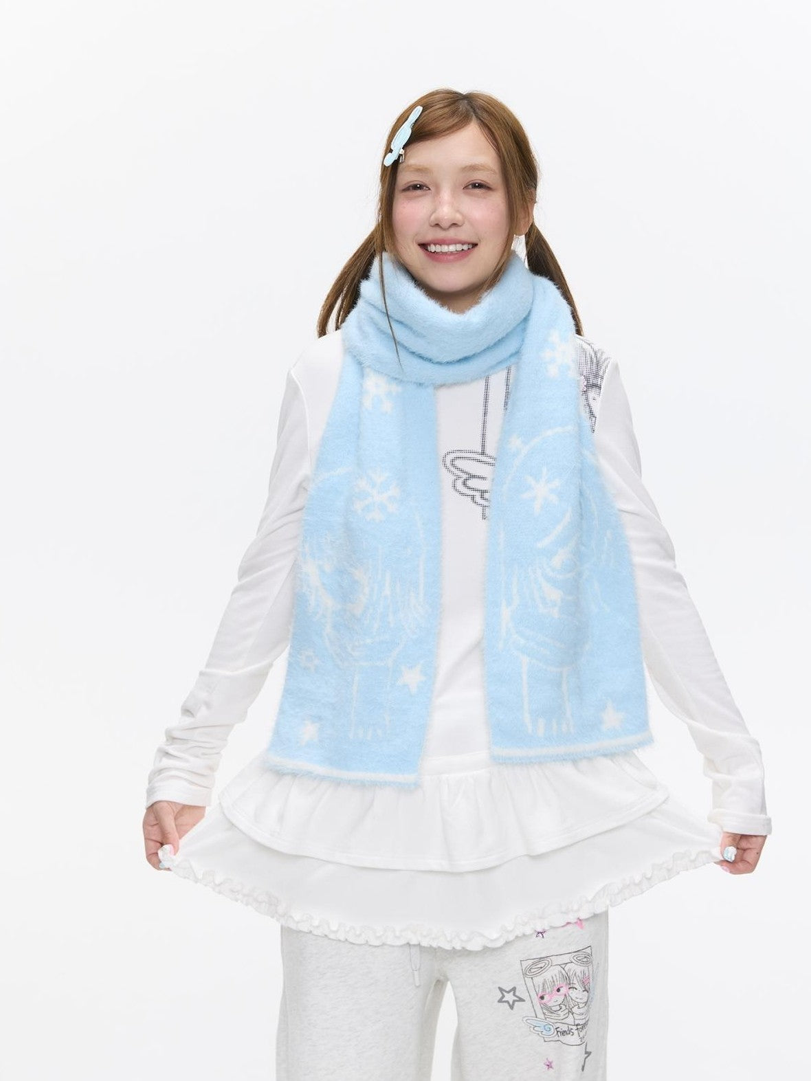BETWEENAND Sea Salt Blue Faux Mink Double Knit Women&