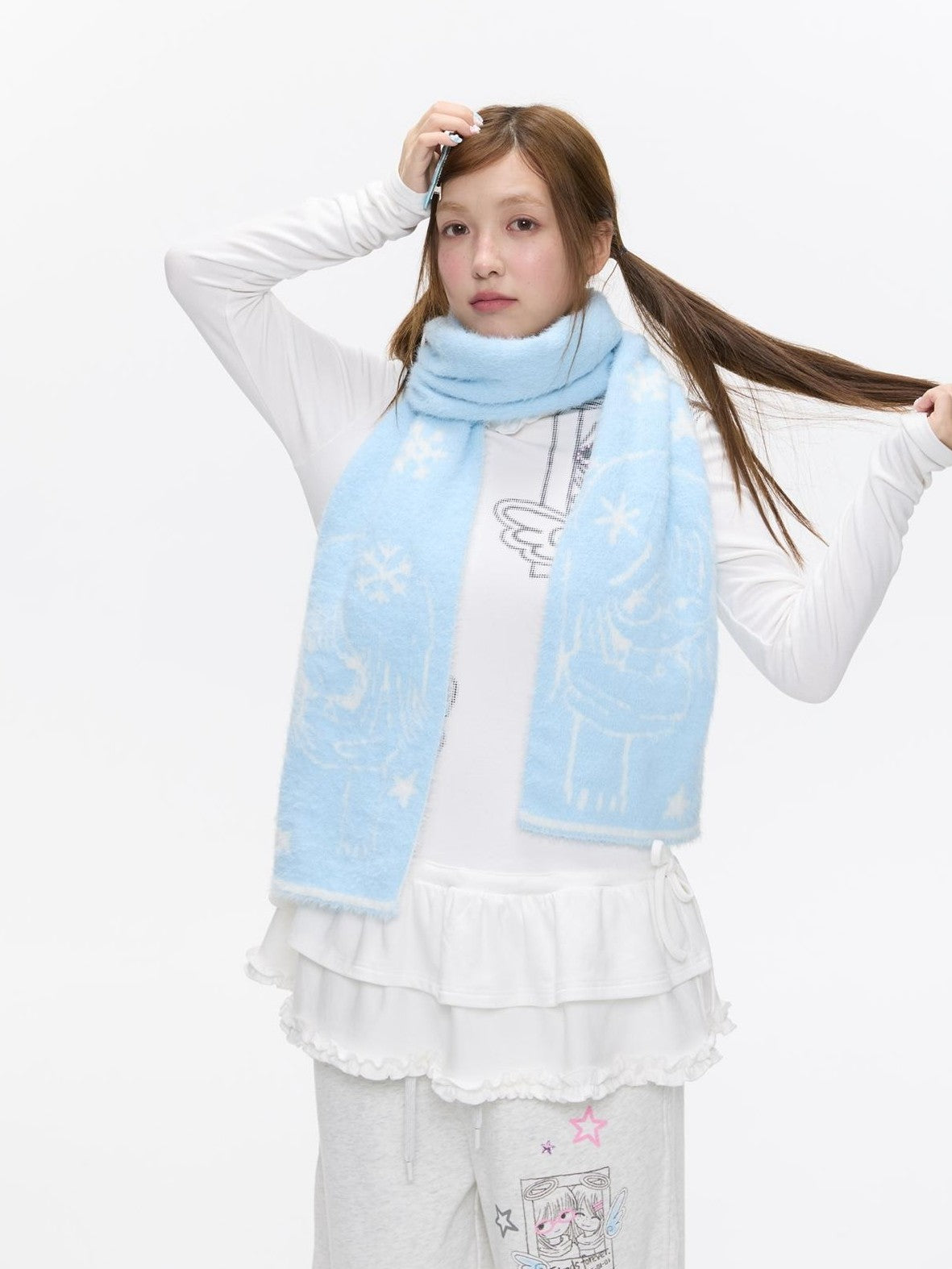 BETWEENAND Sea Salt Blue Faux Mink Double Knit Women&