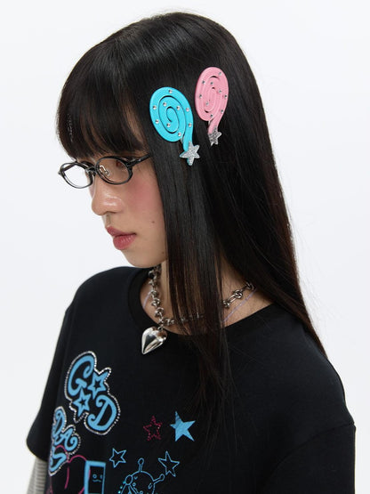 BETWEENAND Side Clip Question Mark Curl Star Women&