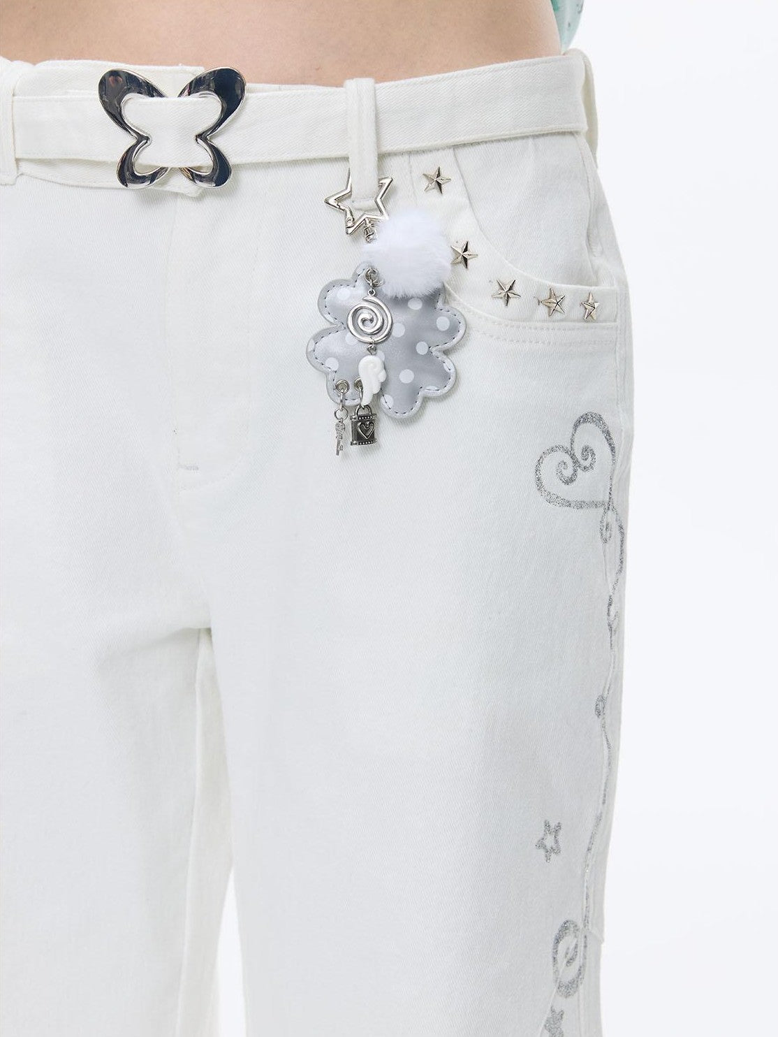 BETWEENAND Silver Four Leaf Clover Vintage Leather Women&