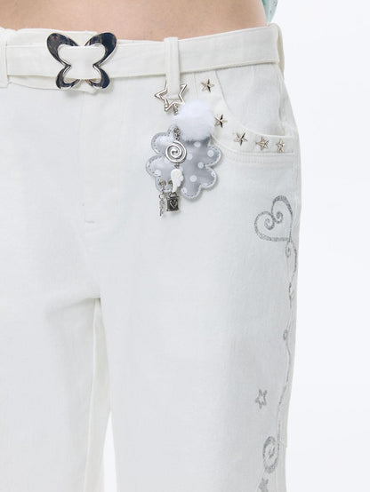 BETWEENAND Silver Four Leaf Clover Vintage Leather Women&