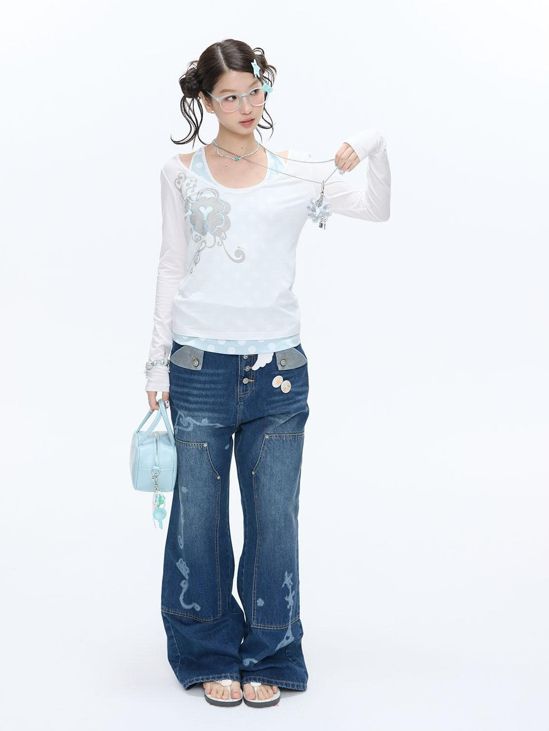 BETWEENAND Silver Four Leaf Clover Vintage Leather Women&