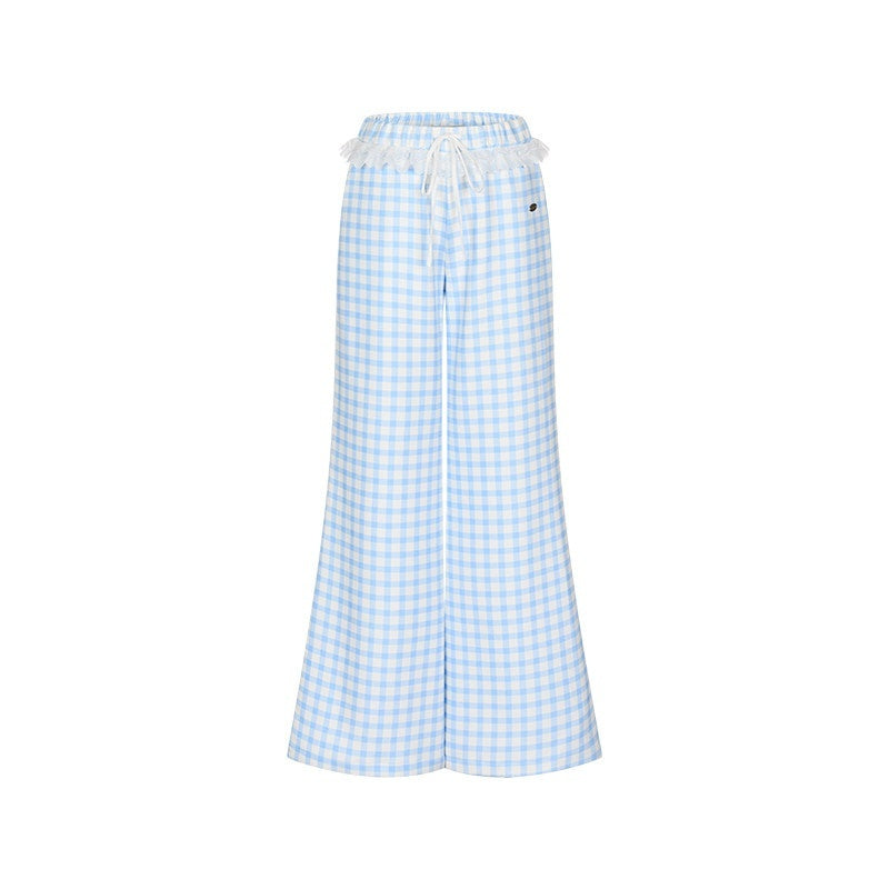 BETWEENAND_Sky_Blue_Plaid_Lace_Trim_Slimming_Women&