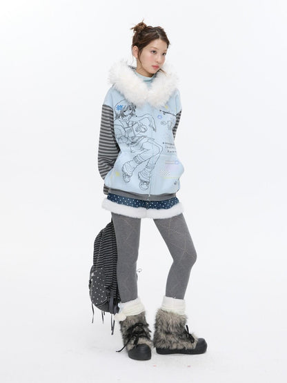 BETWEENAND Snowflake Polka Vintage High Waist Knitted Women&