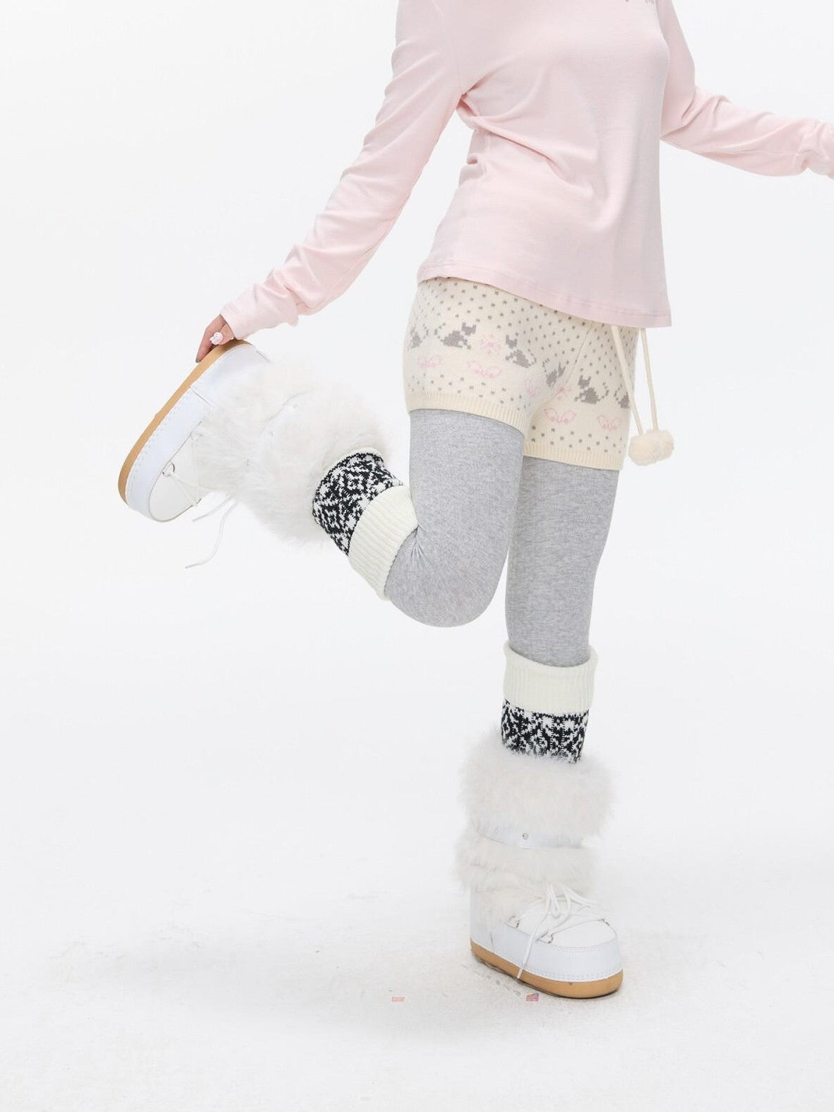 BETWEENAND Snowflake Polka Vintage High Waist Knitted Women&