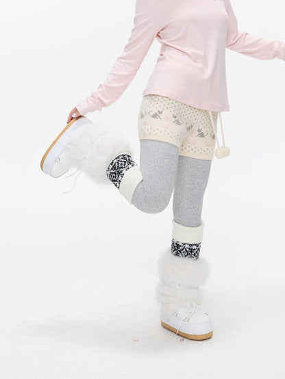 BETWEENAND Snowflake Polka Vintage High Waist Knitted Women&