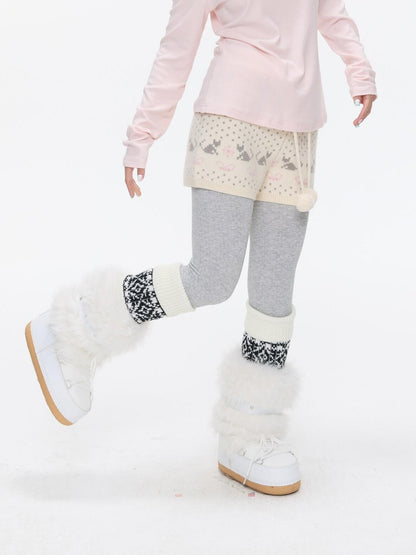 BETWEENAND Snowflake Polka Vintage High Waist Knitted Women&