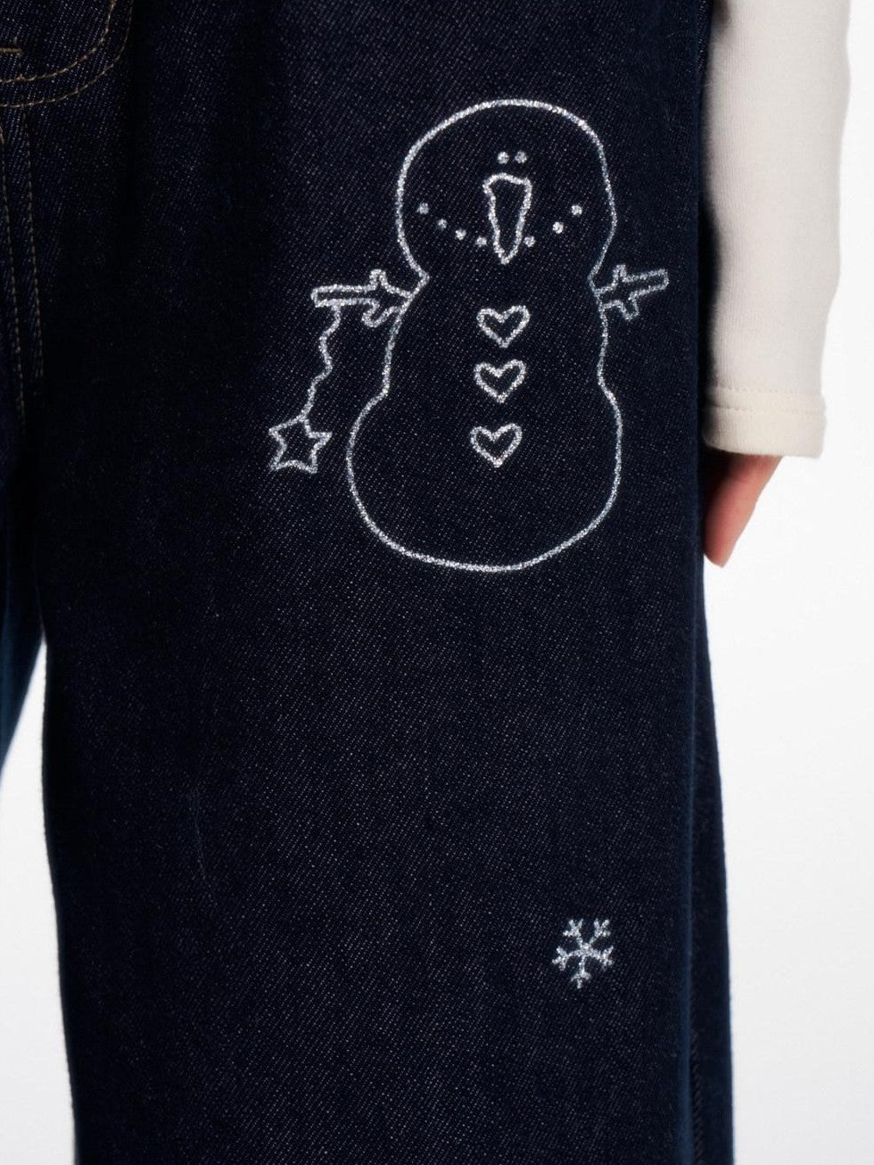 BETWEENAND Snowman Print Vintage Loose Slimming Fleece Lined Women&