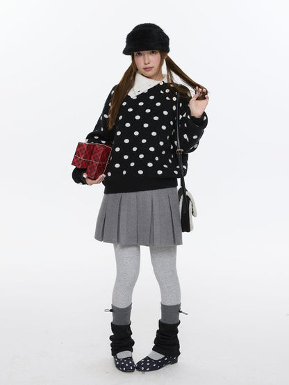 BETWEENAND Soft Plush Vintage Slanted Button Placket Knitted Women&