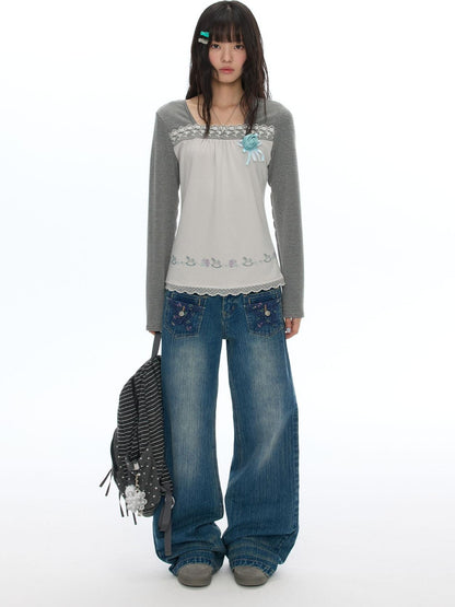 BETWEENAND Star Patch Pocket Casual Women&