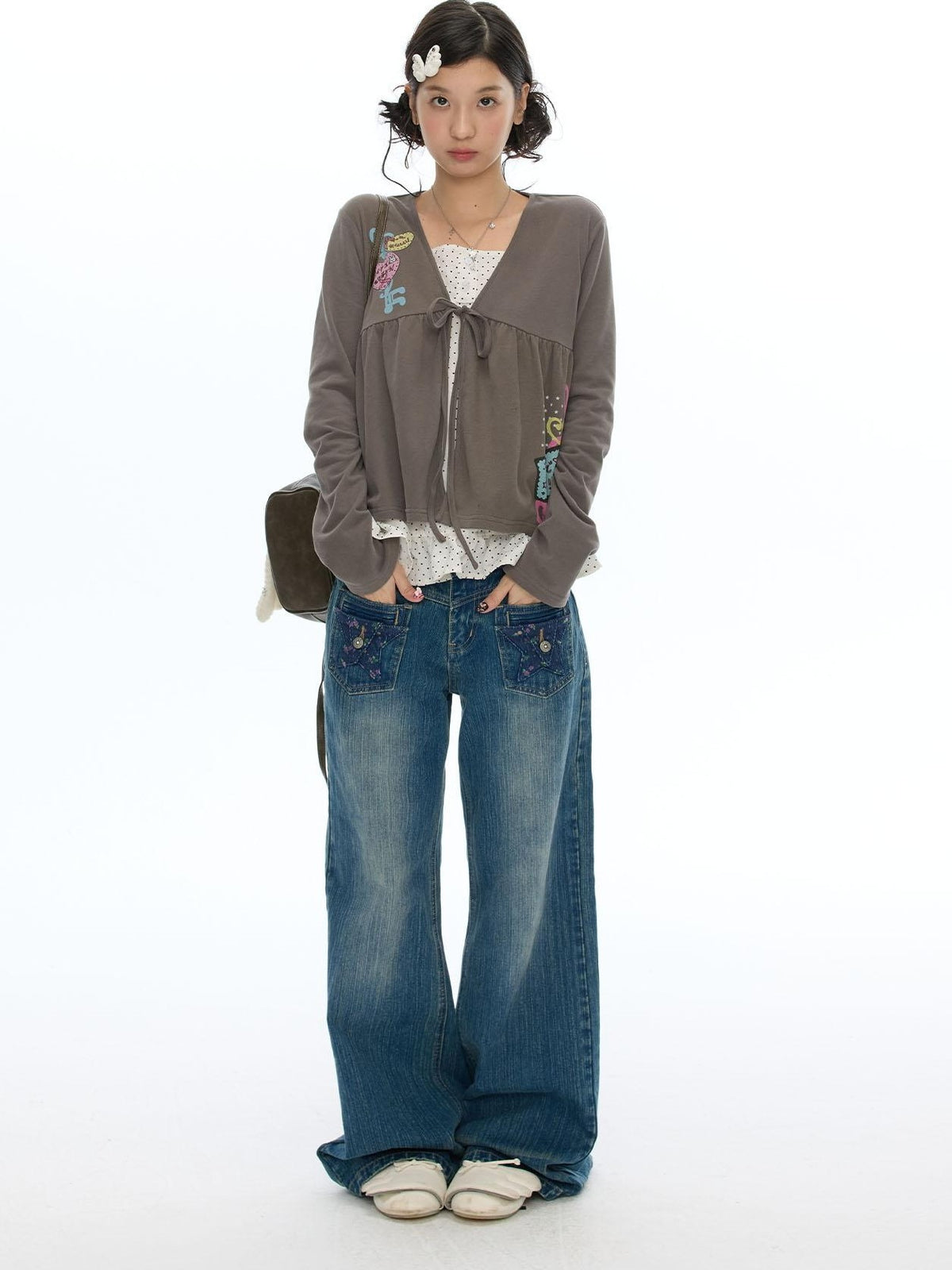 BETWEENAND Star Patch Pocket Casual Women&