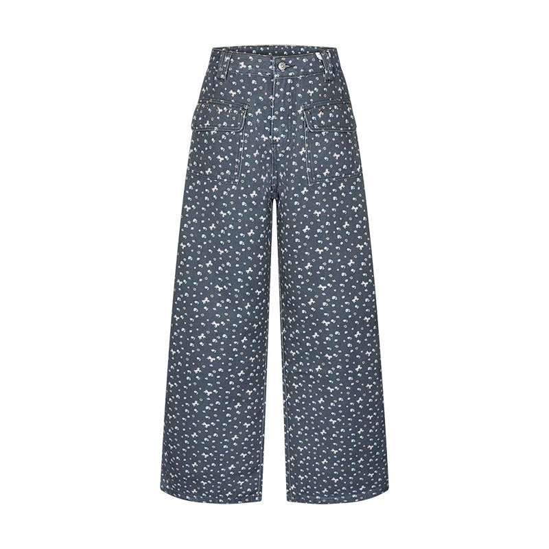 BETWEENAND_Starry_Blue_Floral_Print_Wide_Leg_Pockets_Women&