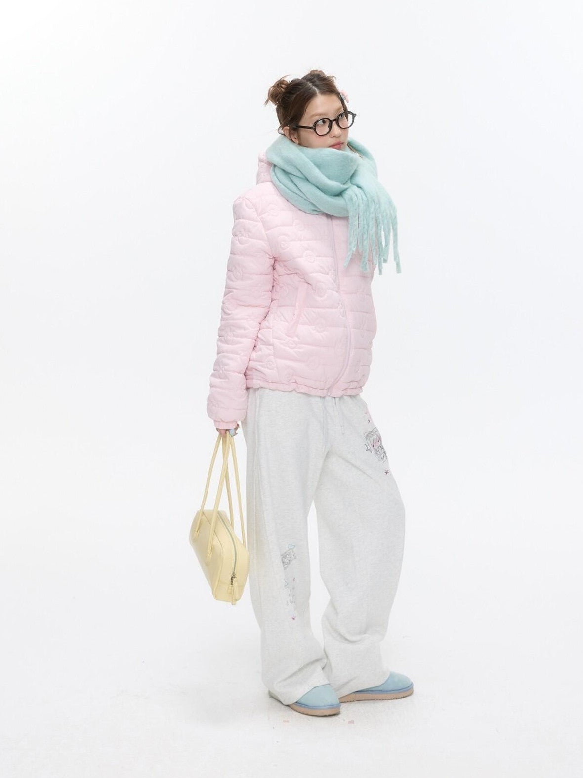 BETWEENAND Strawberry Swirl Quilted Hooded Women&