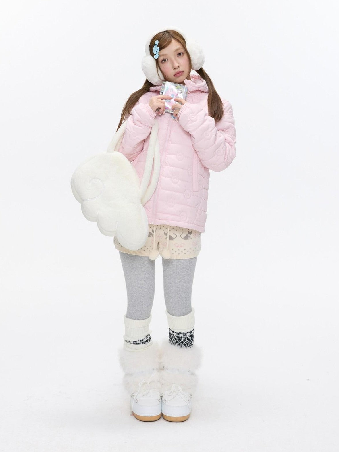 BETWEENAND Strawberry Swirl Quilted Hooded Women&