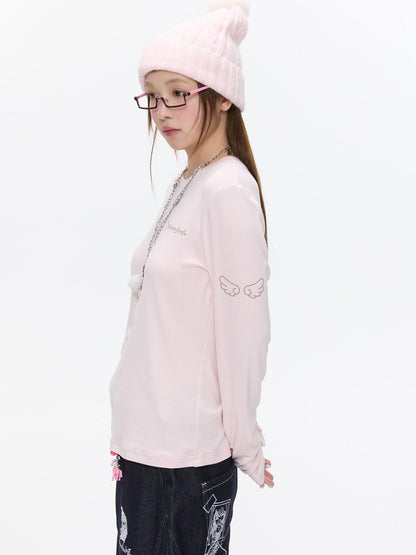 BETWEENAND Striped Printed Round Neck Women&