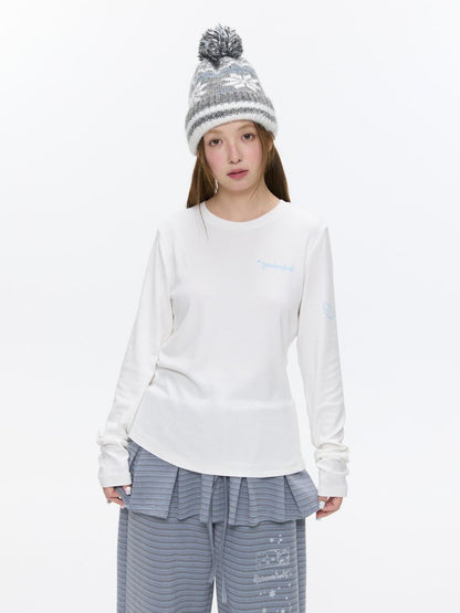 BETWEENAND Striped Printed Round Neck Women&