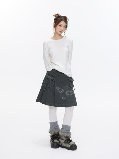 BETWEENAND Striped Printed Round Neck Women&