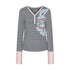 BETWEENAND_Striped_Splice_Print_Hotfix_V-neck_Women&