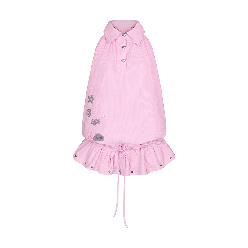 BETWEENAND_Suiso_Pink_Island_Print_Sleeveless_Lapel_Women&