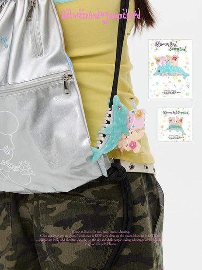 BETWEENAND Surfing Dolphin Shark Ocean Motif Claw Women&