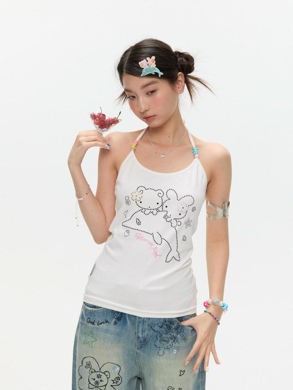 BETWEENAND Surfing Dolphin Shark Ocean Motif Claw Women&